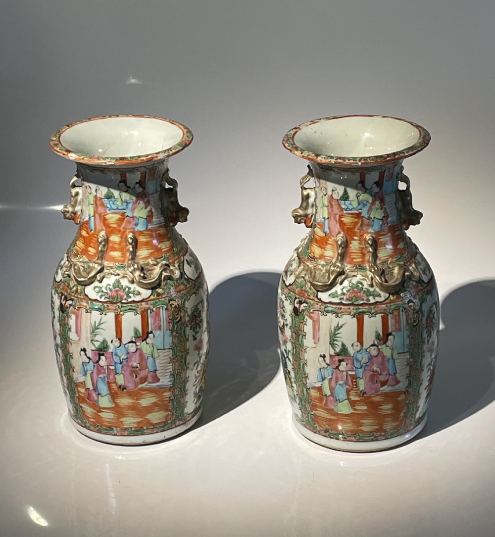 Pair of Large Famile Rose Vases 