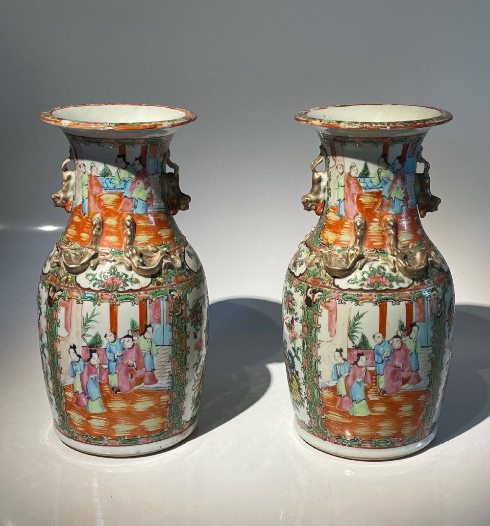 Pair of Large Famile Rose Vases  View II