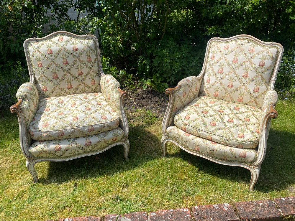 Pair of painted upholstered armchairs  View VI