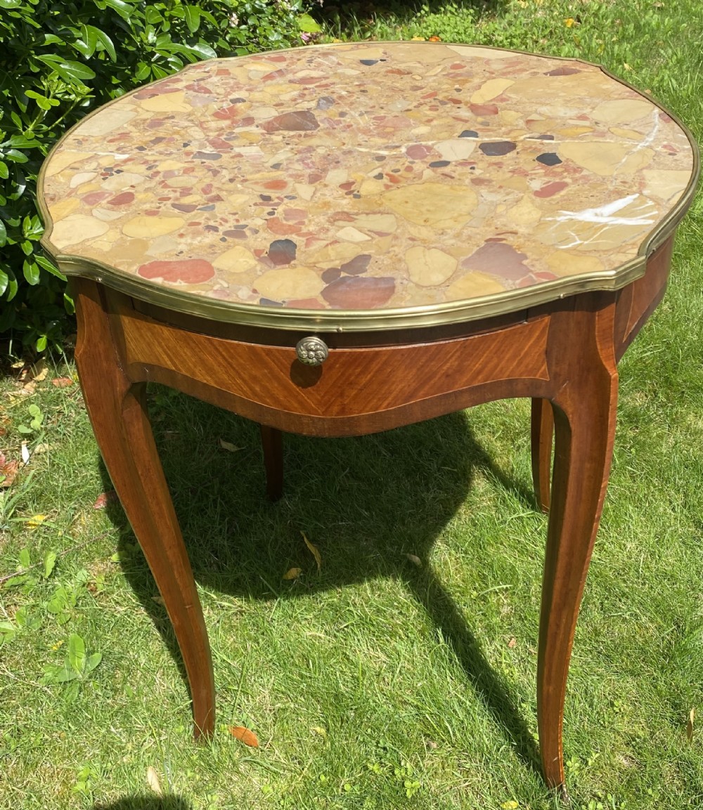 French occasional table with marble top