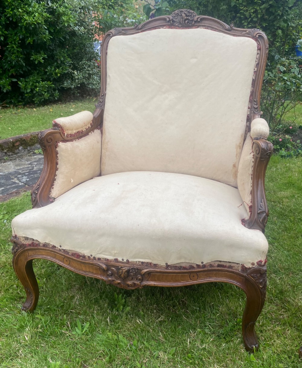 Pair of large carved walnut armchairs  View III