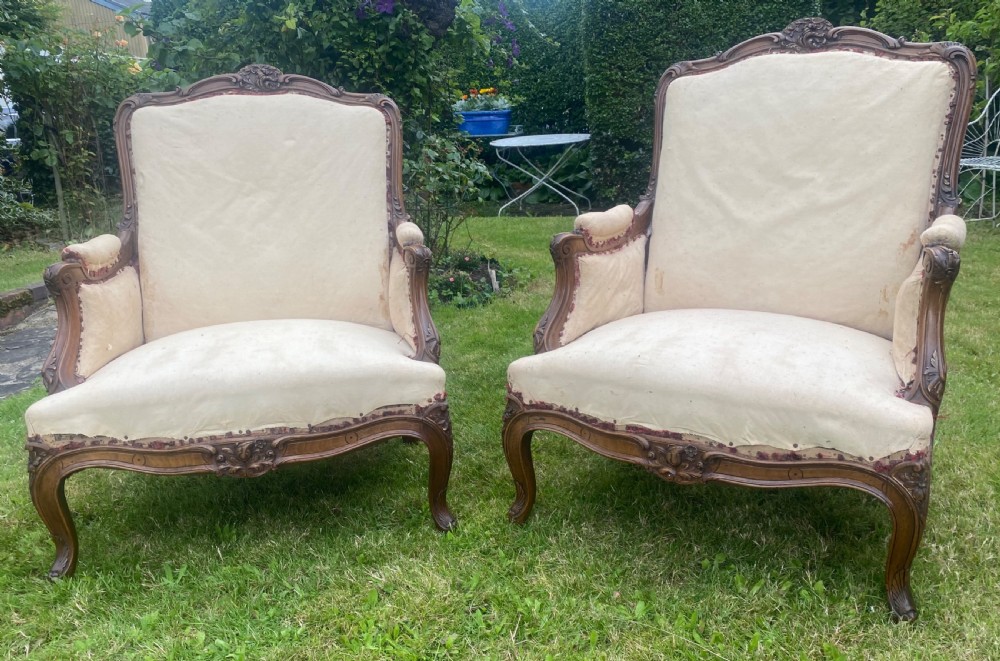 Pair of large carved walnut armchairs  View IV