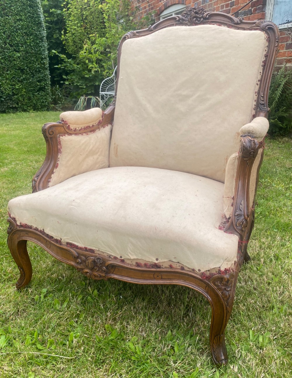 Pair of large carved walnut armchairs  View VI