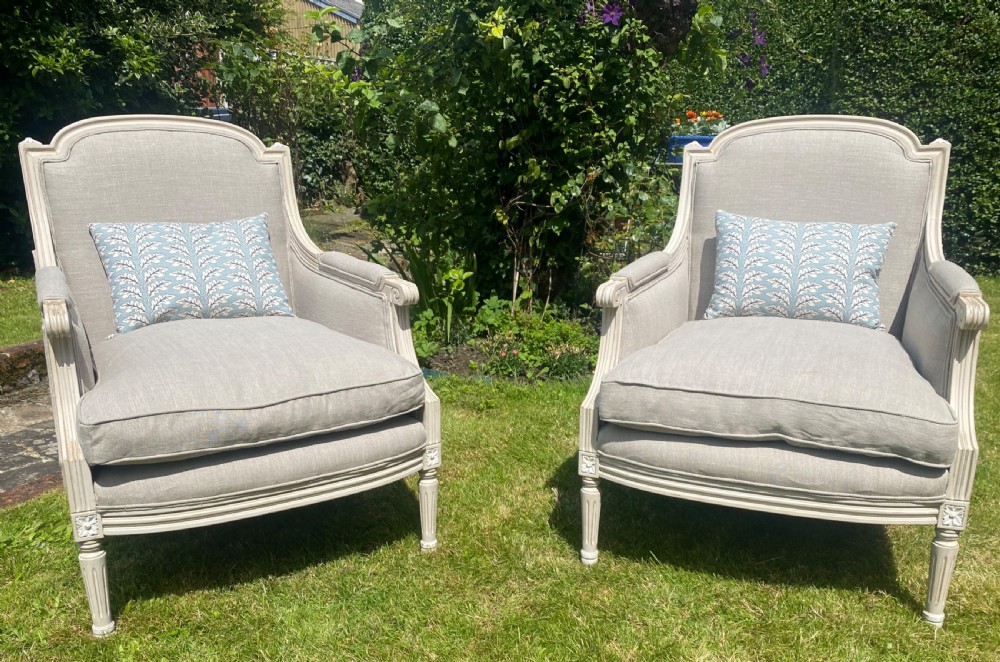Pair of large Bergere armchairs 