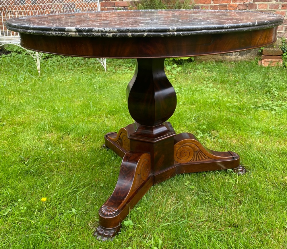 Large French Flame Mahogany Gueridon 