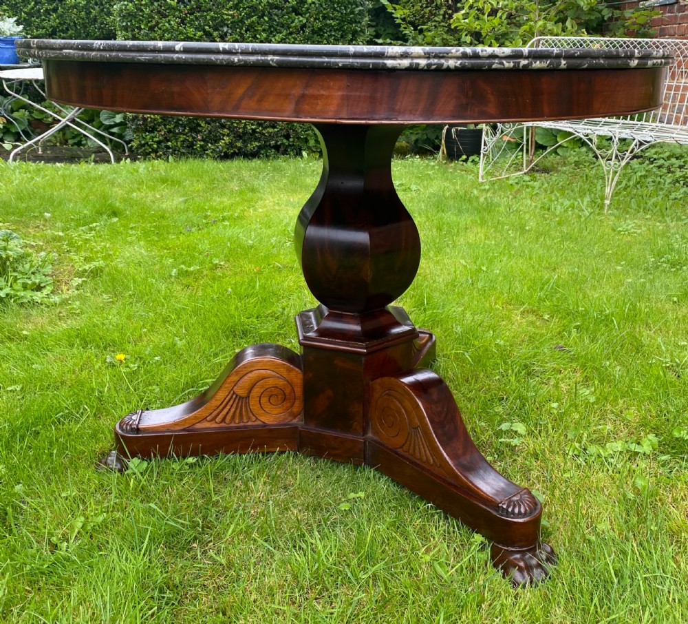 Large French Flame Mahogany Gueridon  View V