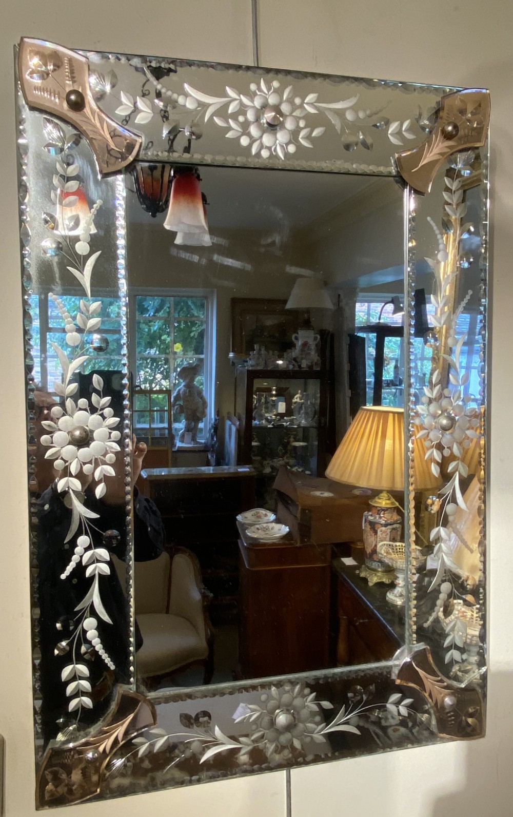 1930’s Venetian mirror in two coloured glass View IV