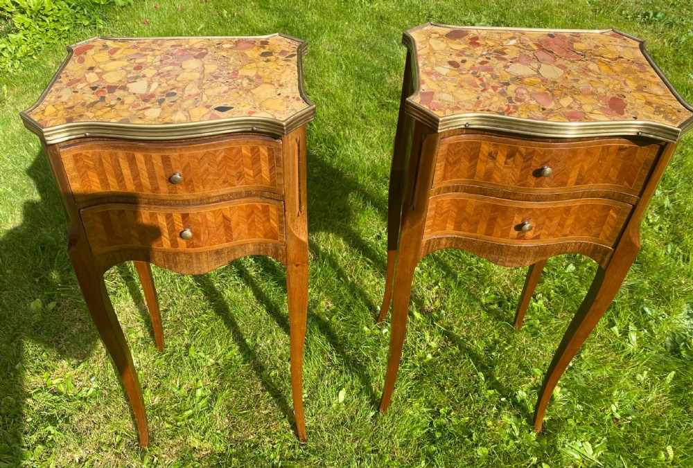 Pair of elegant French bedside tables  View II