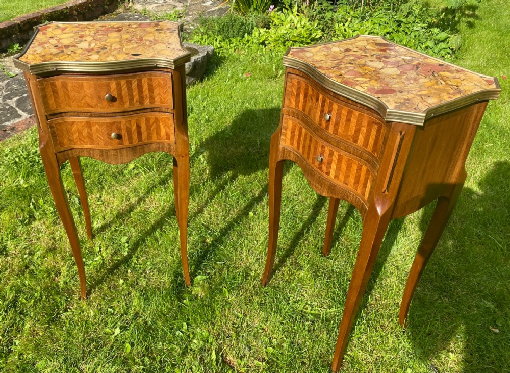 Pair of elegant French bedside tables  View IV