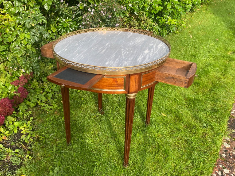French brass inlaid Bouillotte table  View V