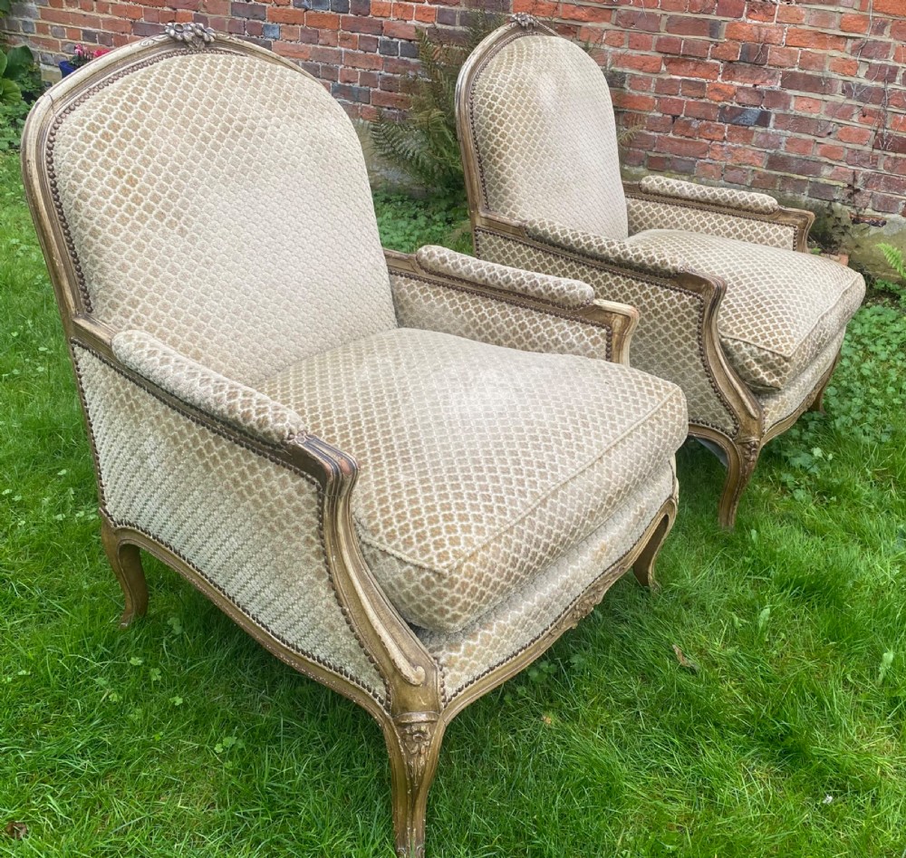 Pair of very large, deep Bergere armchairs  View II