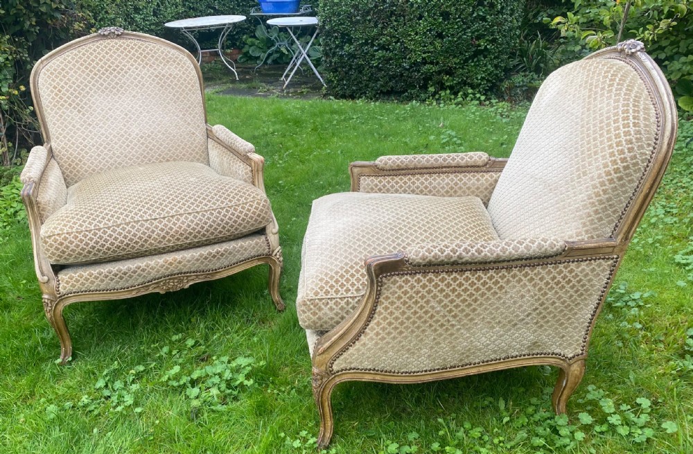 Pair of very large, deep Bergere armchairs  View IV