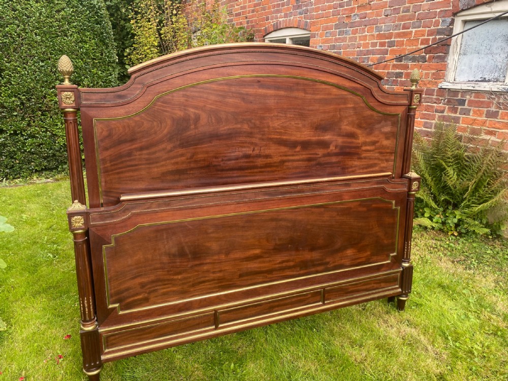 Kingsize brass inlaid bed in flame mahogany  View IV