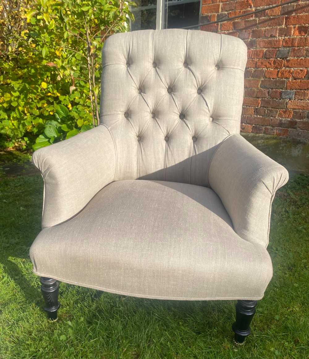 Fine quality pair of button back armchairs  View IV
