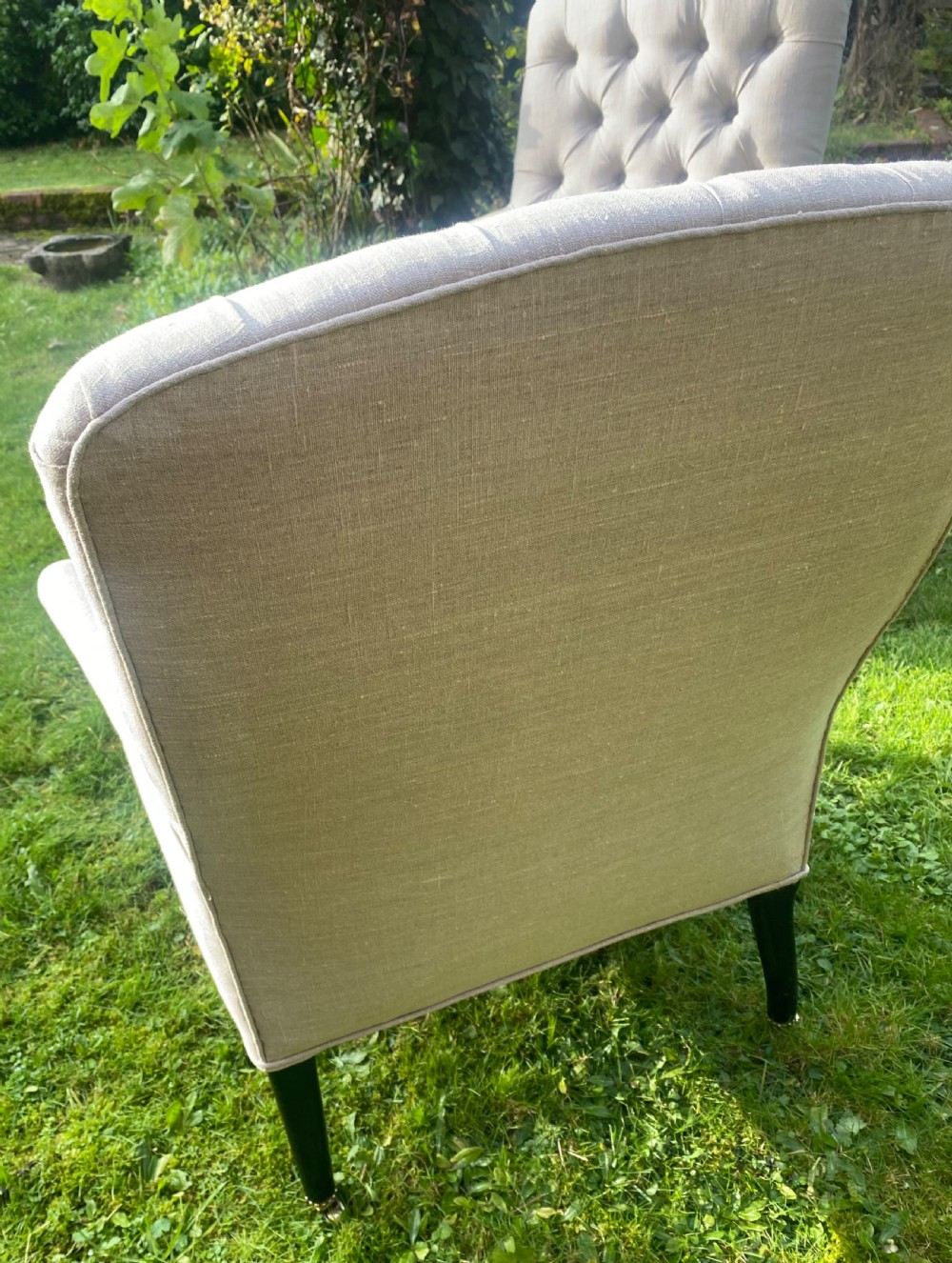 Fine quality pair of button back armchairs  View V