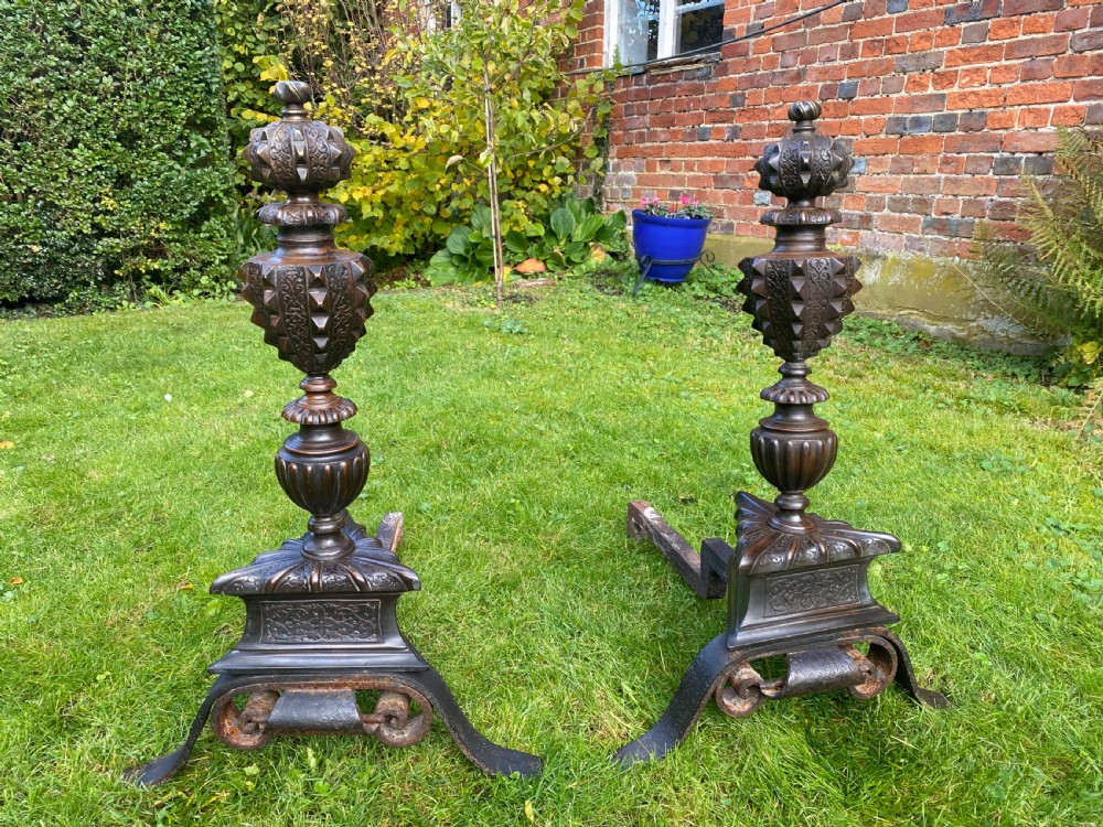 Pair of 17th Century bronze fire dogs  View VI