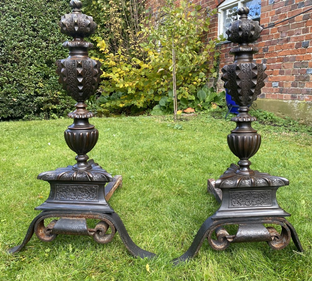 Pair of 17th Century bronze fire dogs 