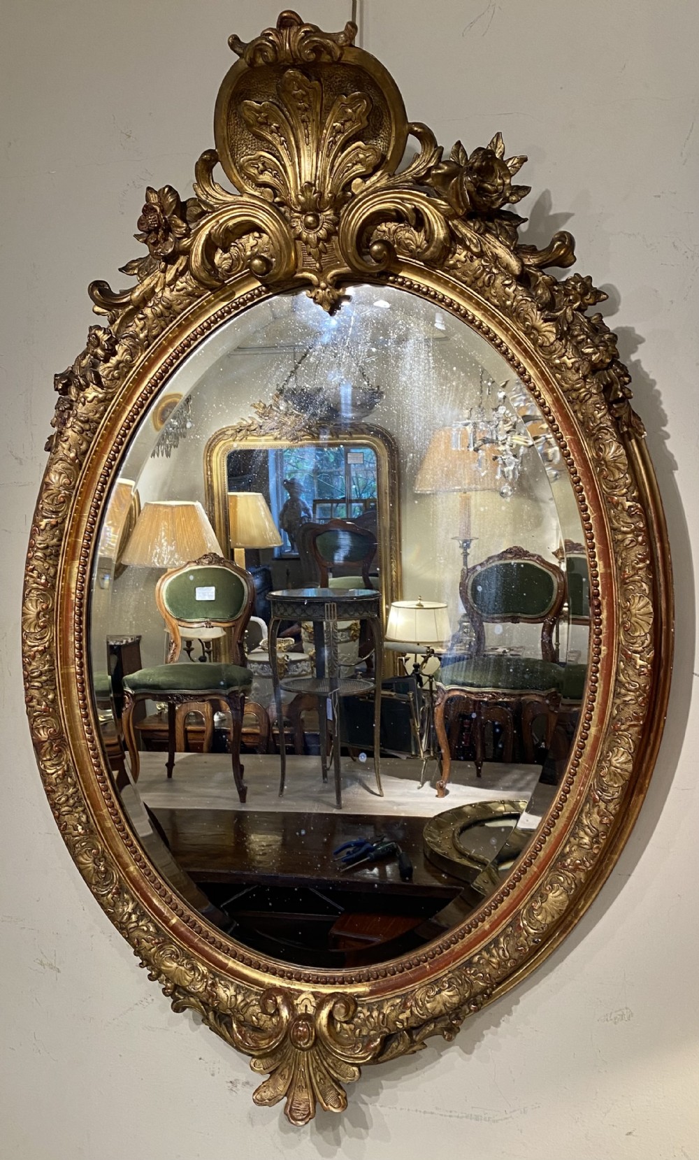 Large 19th Century oval gilt mirror 