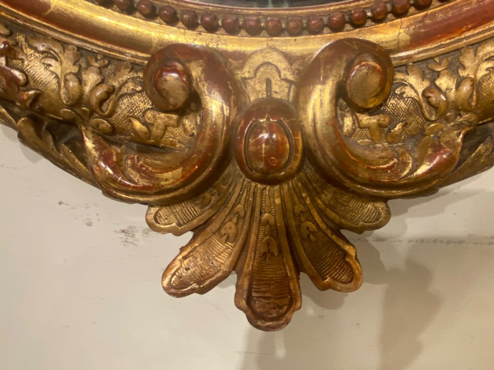 Large 19th Century oval gilt mirror  View VII