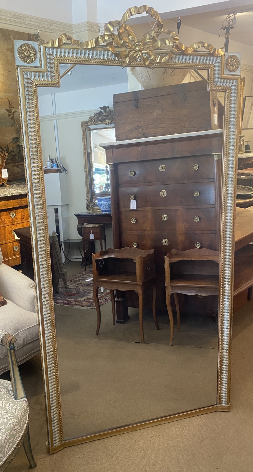 Large French painted and gilt mirror 