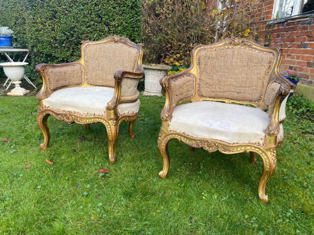 Pair of English gilt armchairs  View II