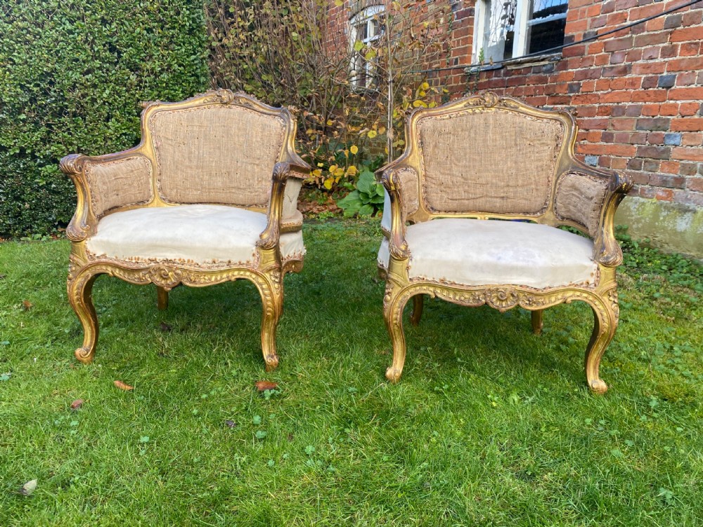 Pair of English gilt armchairs  View III