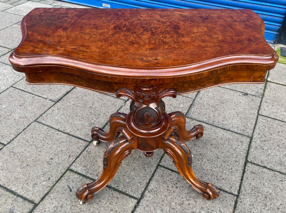 Burr walnut card table View II