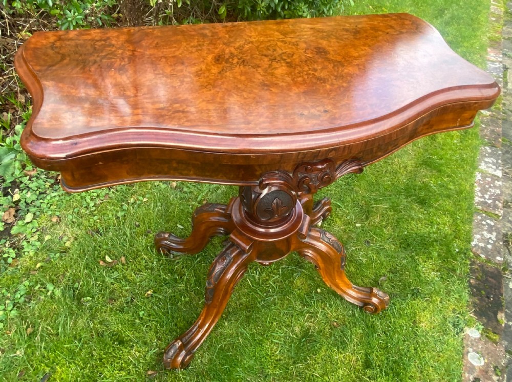 Burr walnut card table View V