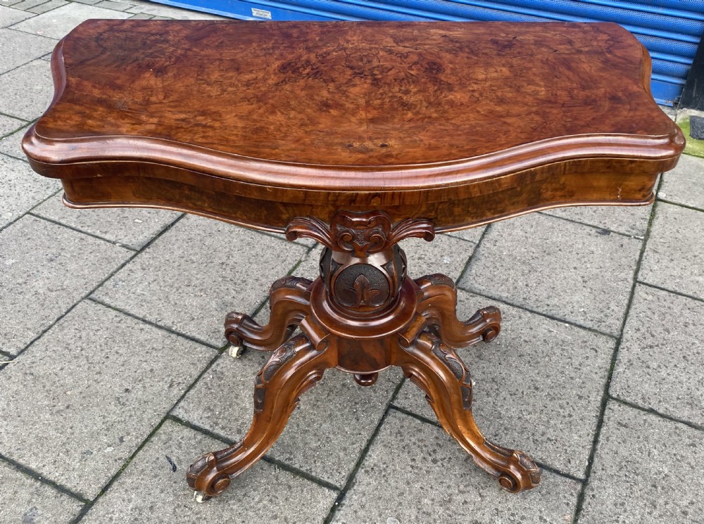 Burr walnut card table