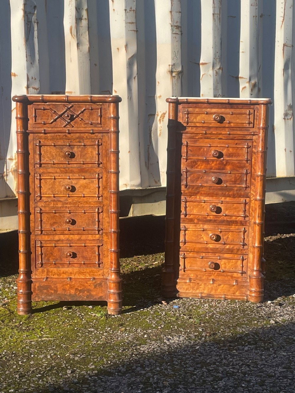 Pair of Bamboo Bedside Tables