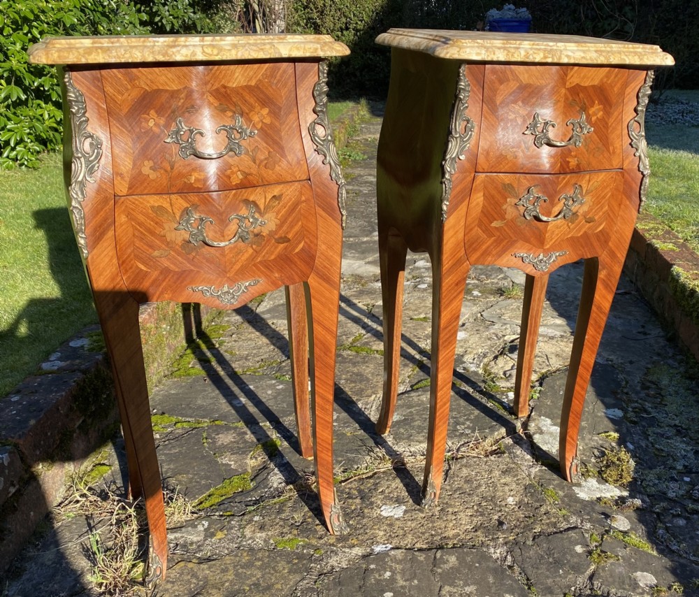 Pair of marquetry bedside tables 