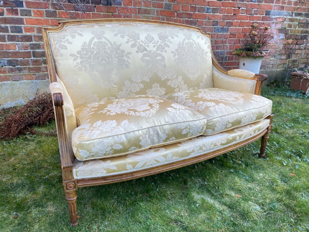 Silk covered 2 seater sofa