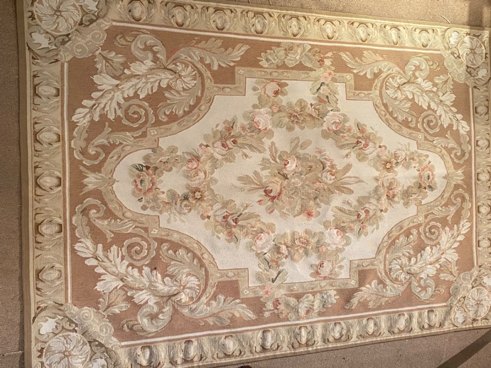Antique Aubusson rug or wall hanging  View II