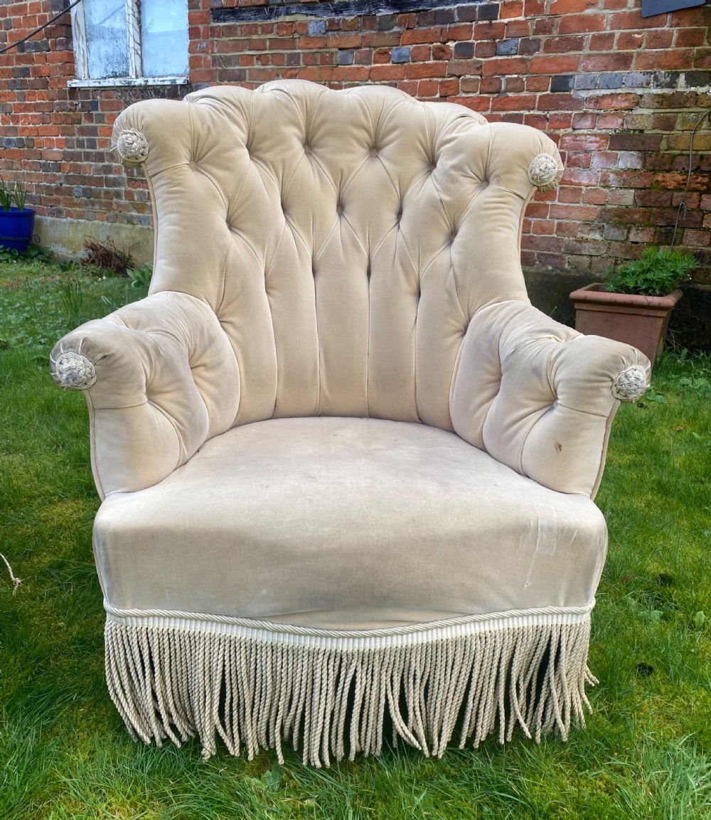 Pair of buttoned back 19th Century armchairs  View V