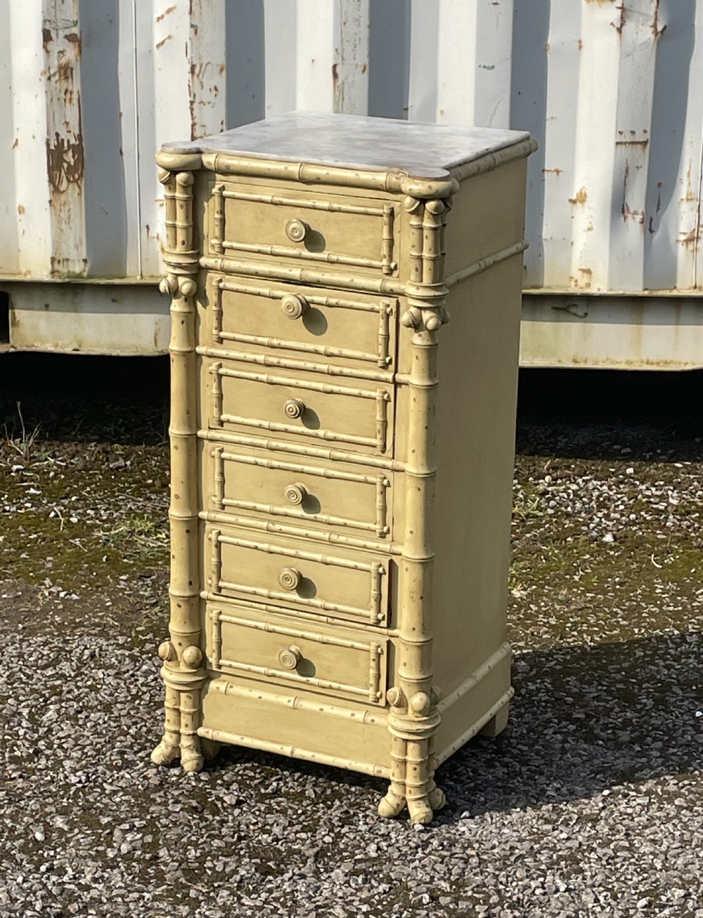 French 19th C Faux Bamboo Bedside 