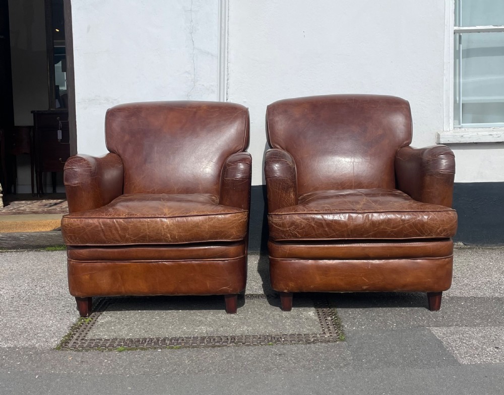 Pair of French Leather Club Chairs  View IV