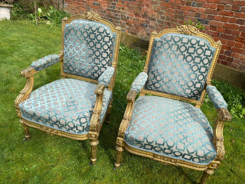 Pair of 19th Century Gilt armchairs  View V