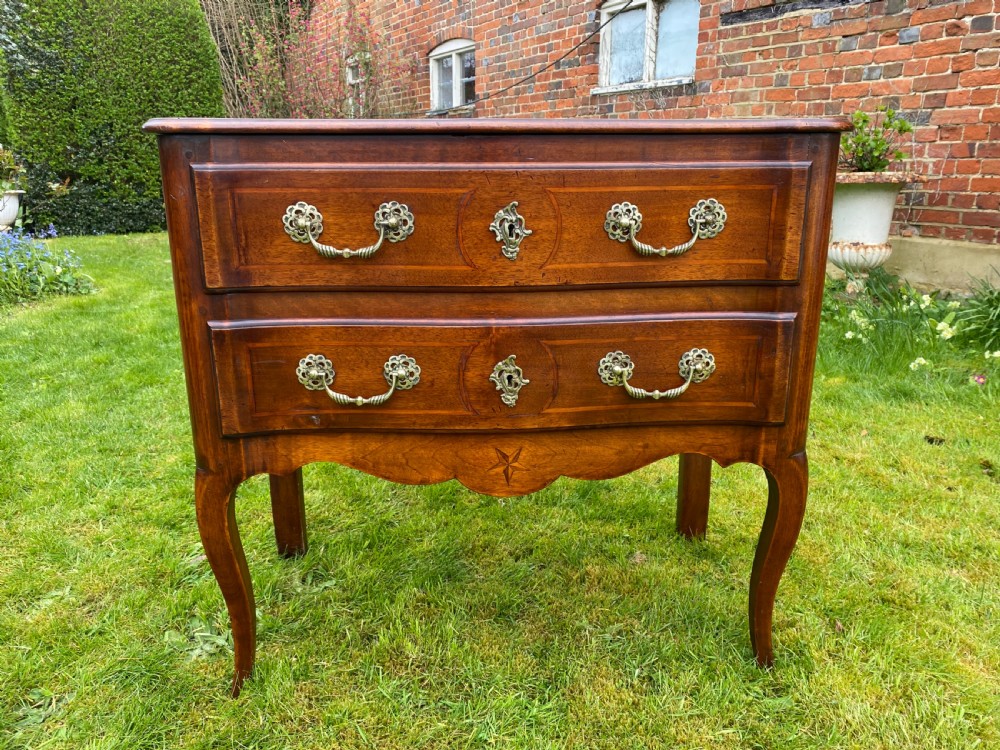 Small walnut serpentine fronted commode  View III