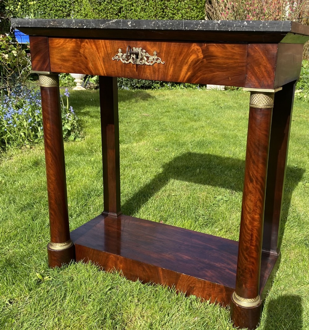 French empire console table in flame mahogany 