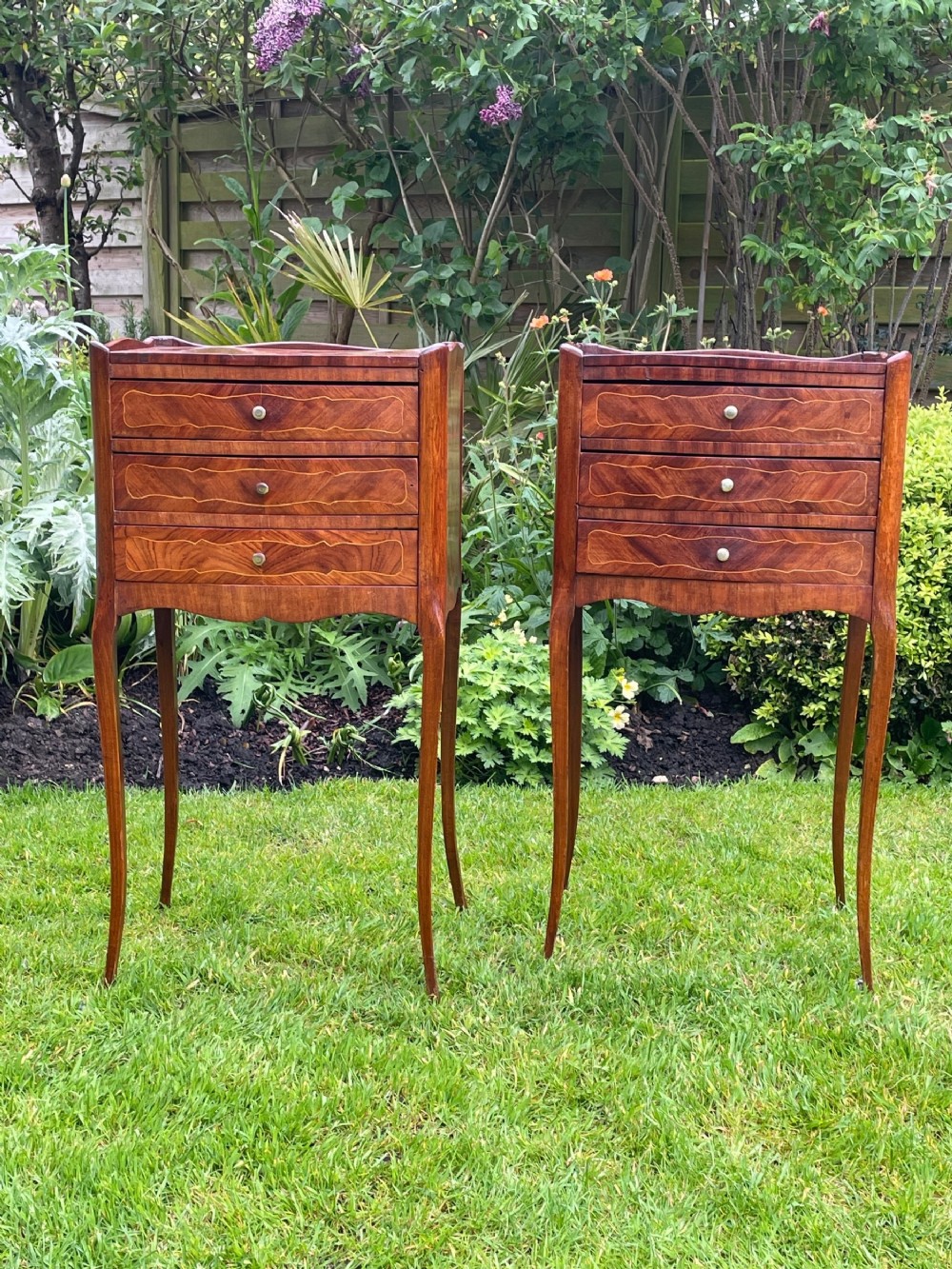French Marquetry Bedside Tables 