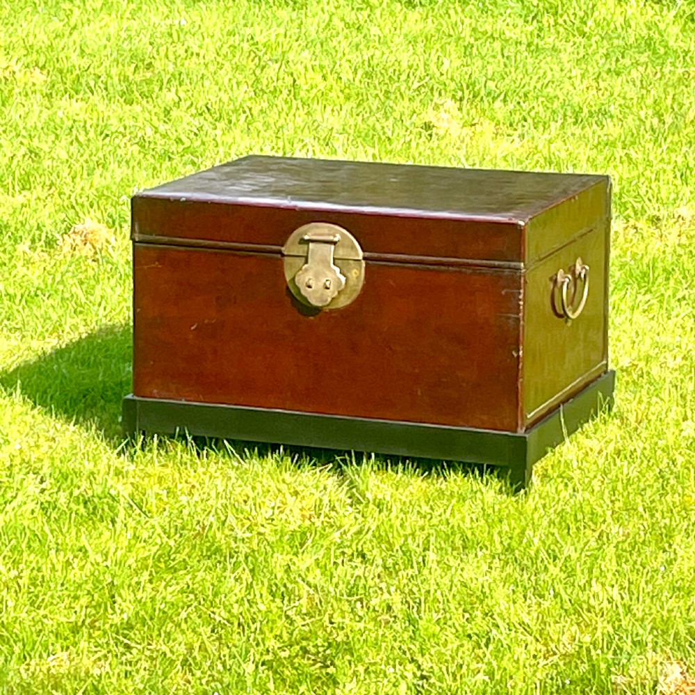 19th C Chinese Leather Traveling Trunk  View III