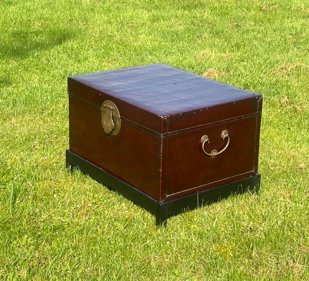 19th C Chinese Leather Traveling Trunk  View IV