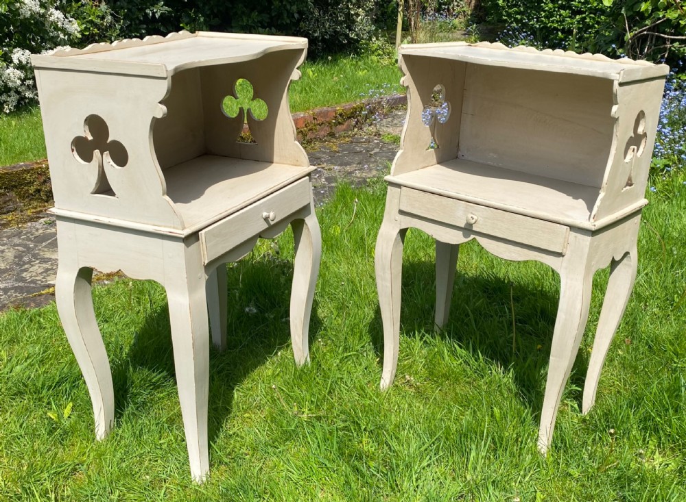 Pair of painted oak bedside tables 