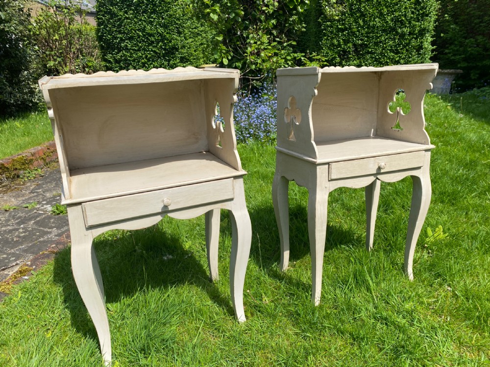 Pair of painted oak bedside tables  View III