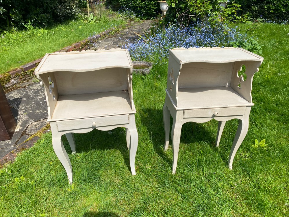 Pair of painted oak bedside tables  View V