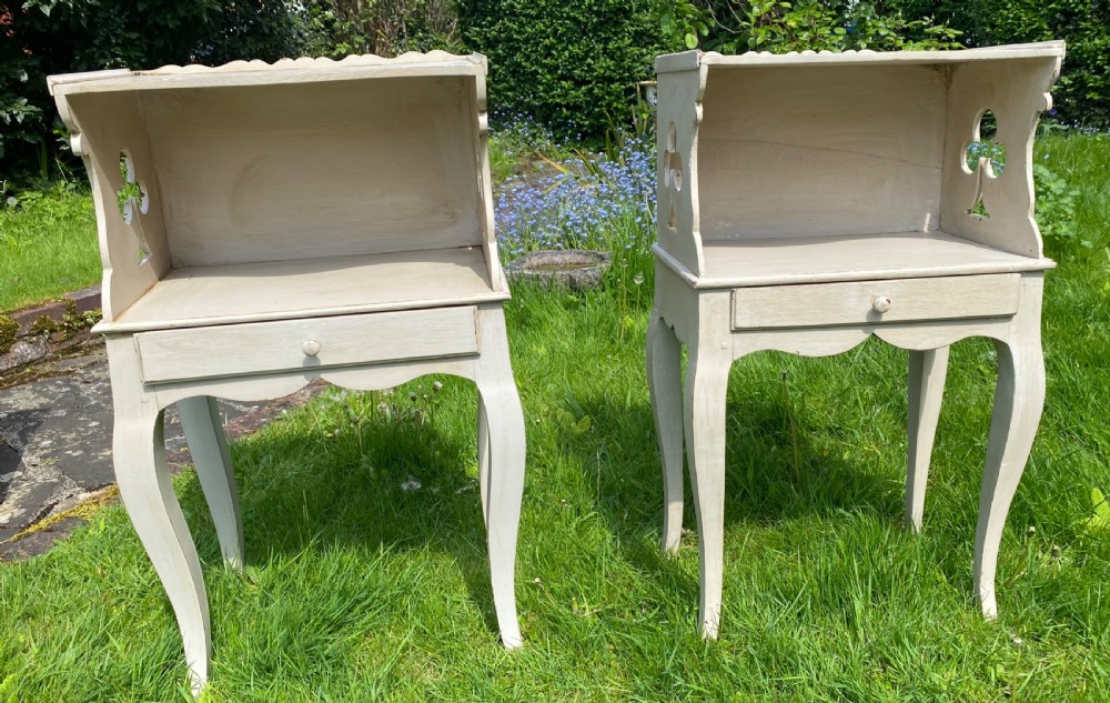 Pair of painted oak bedside tables  View VI