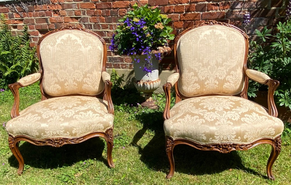 Pair of carved walnut armchairs  View VI