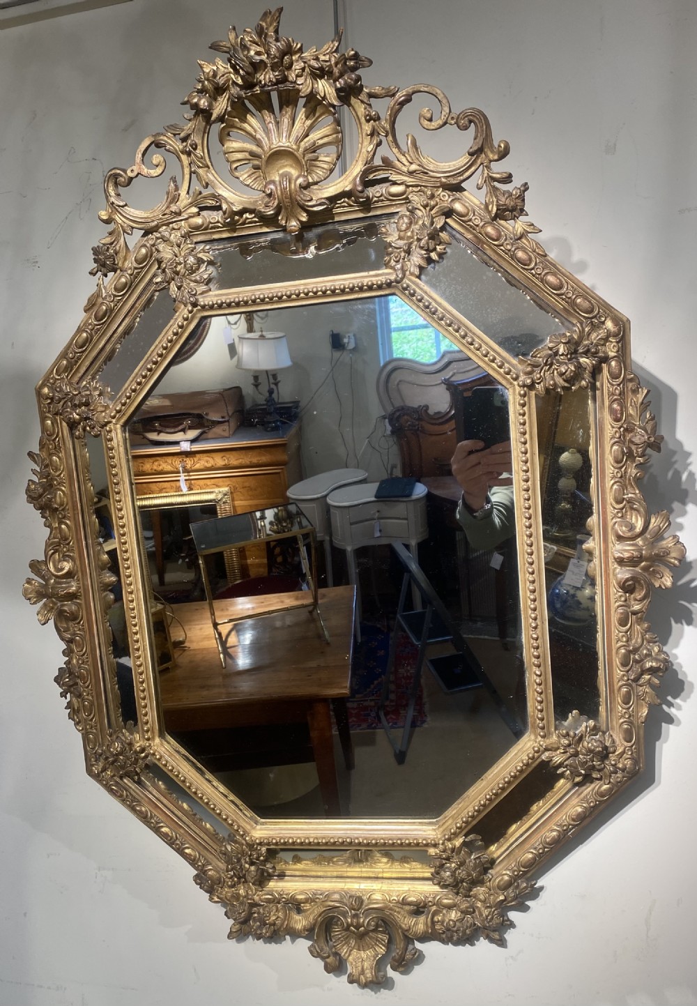 French margin or cushion mirror in gilt View IV
