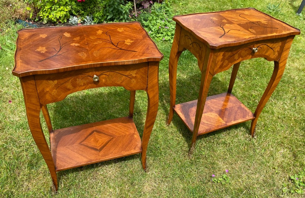 Pair of marquetry bedside tables  View II