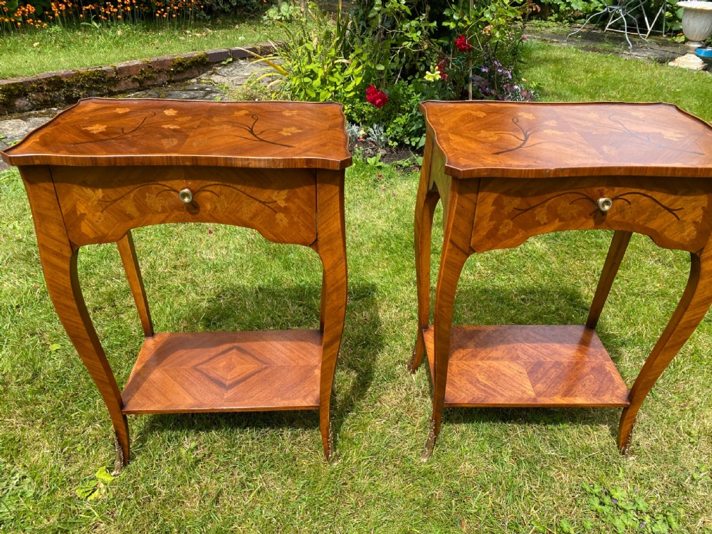 Pair of marquetry bedside tables  View V